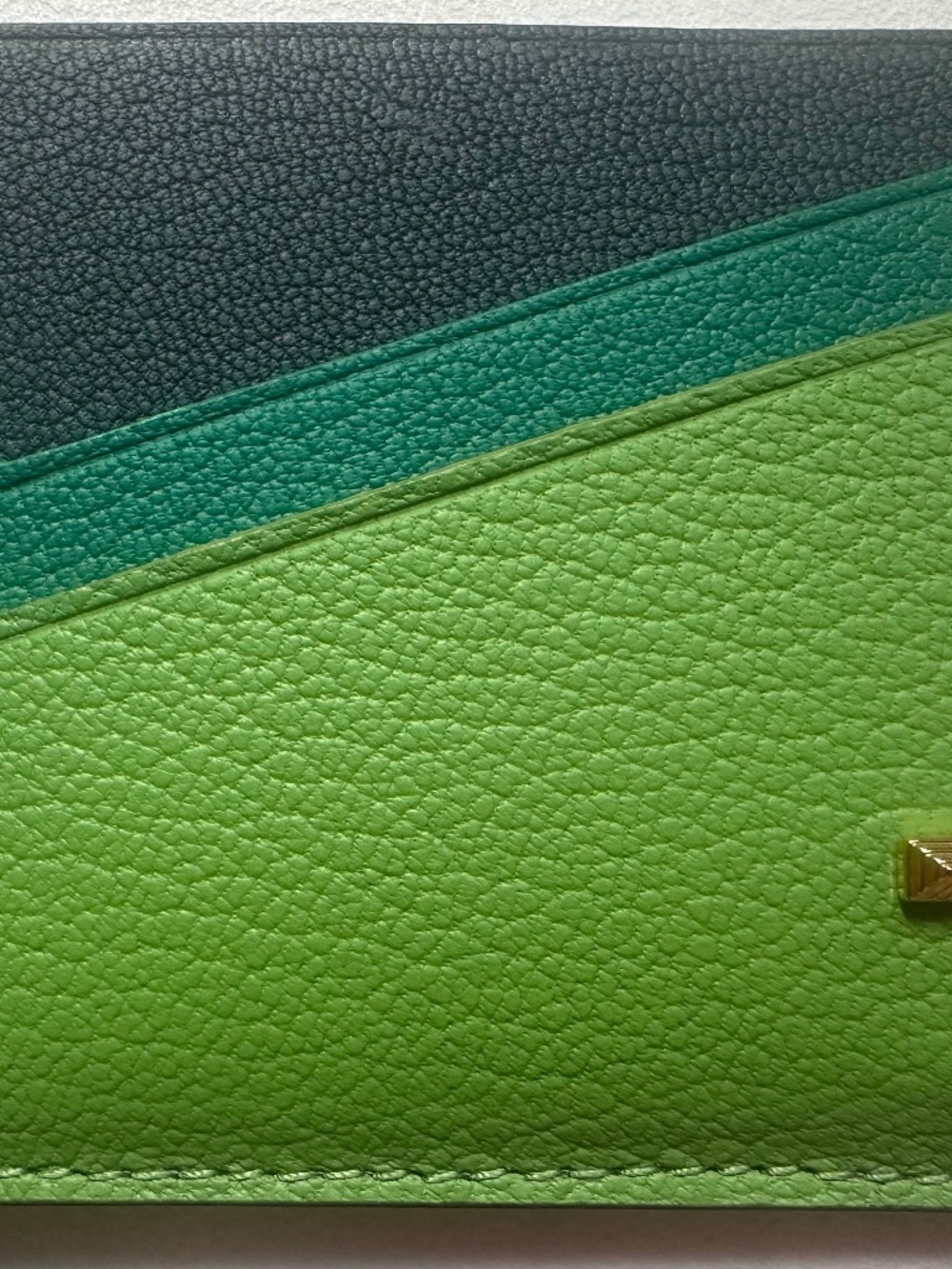Tiffany T Card Case in Green Colorblock Leather NEW